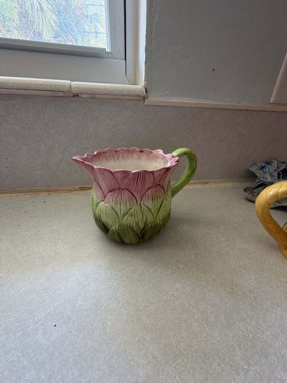 VINTAGE FITZ & FLOYD 1988 GARDEN ARTICHOKE VEGETABLE PITCHER 3 CUP 4.25”